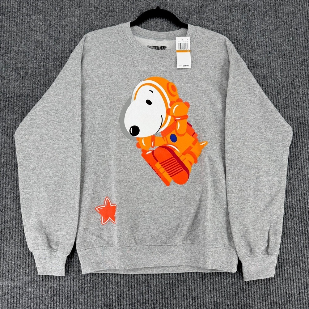 Peanuts Snoopy astronaut crewneck sweatshirt women's small gray NWT